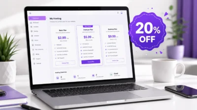 Hostinger web hosting dashboard 20% discount offer