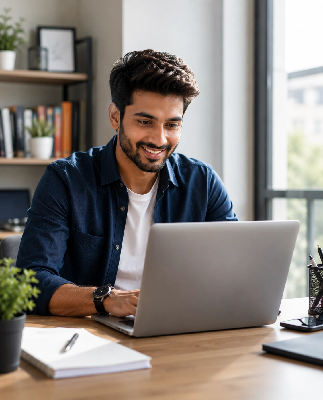 Marketing professional reviewing cross-channel performance report