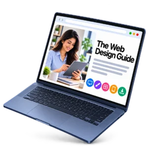 Web design guide brochure preview on laptop screen