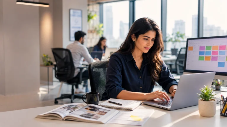 Content writer researching and planning a content marketing strategy