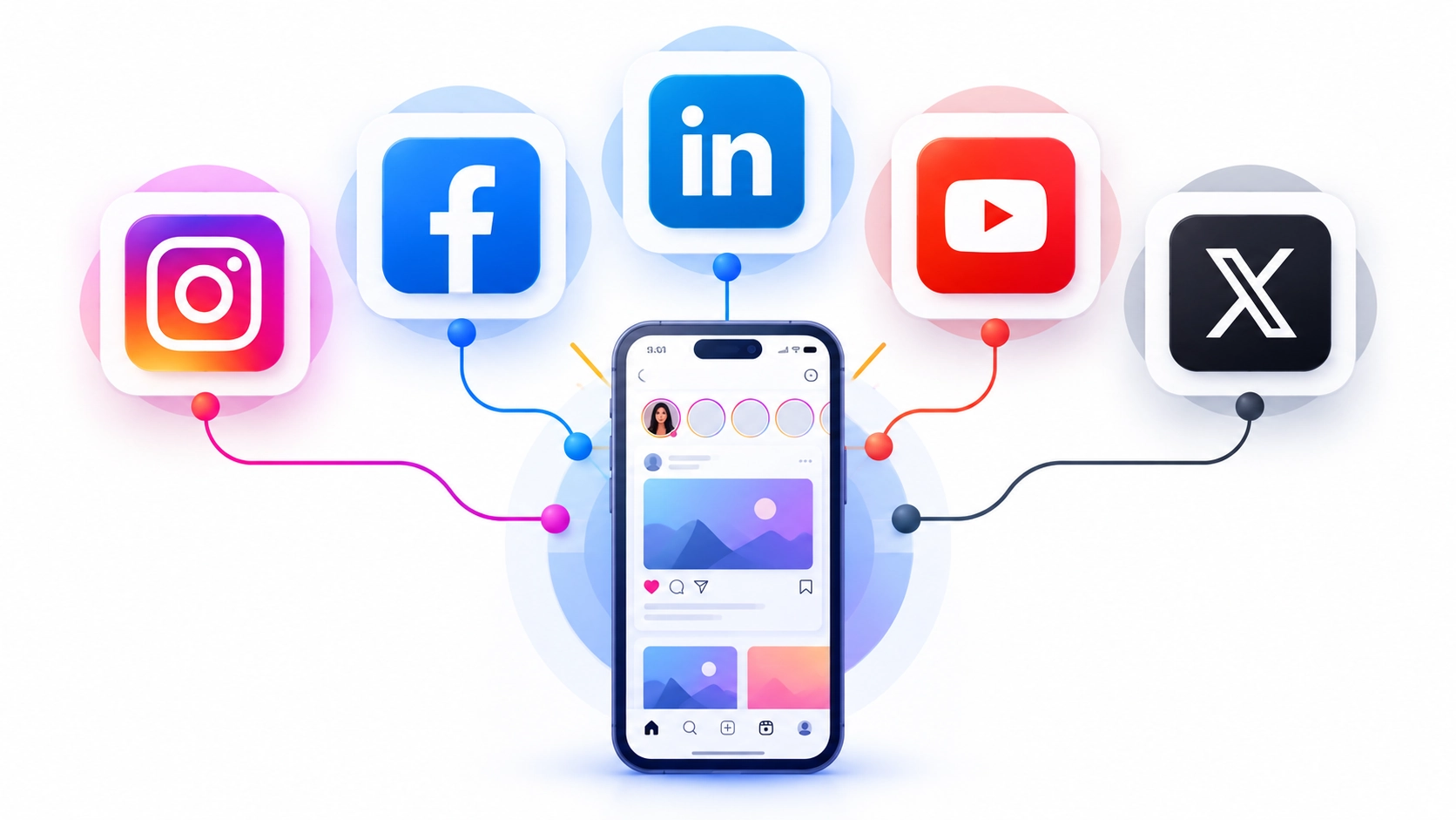 social media platforms Instagram Facebook LinkedIn YouTube managed